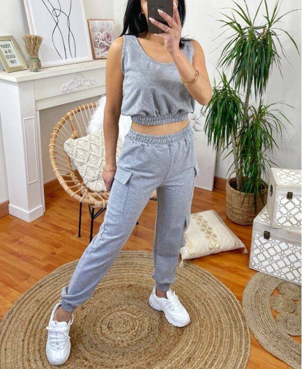 Crop top + broek grijs (Art.Nr.164)