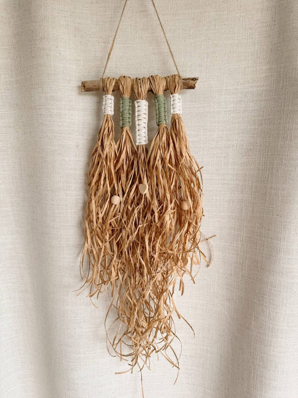 Macramé raffia wanddecoratie