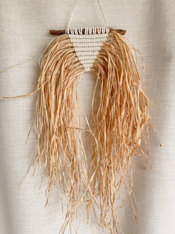 Macramé raffia wanddecoratie