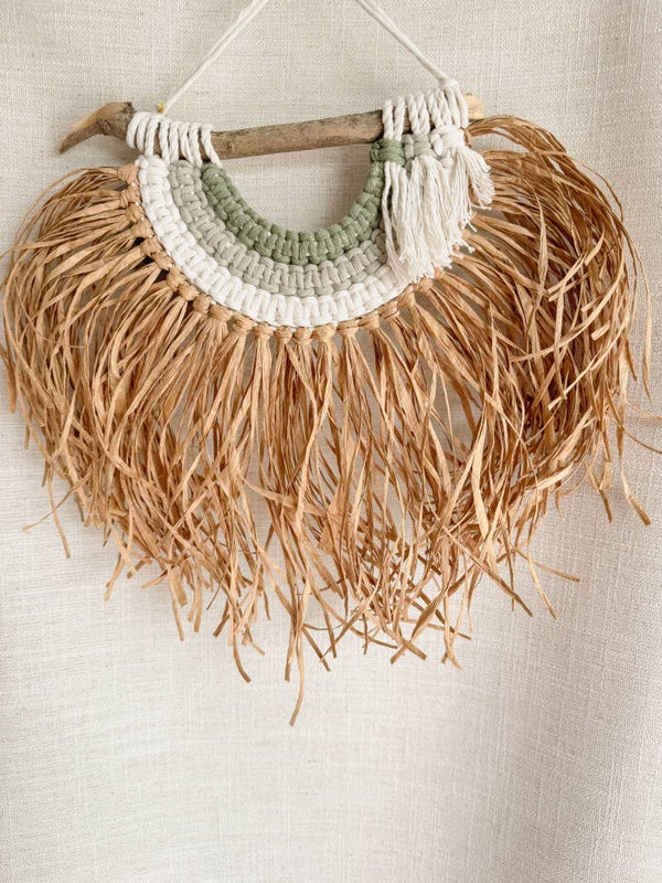 Macramé raffia wanddecoratie