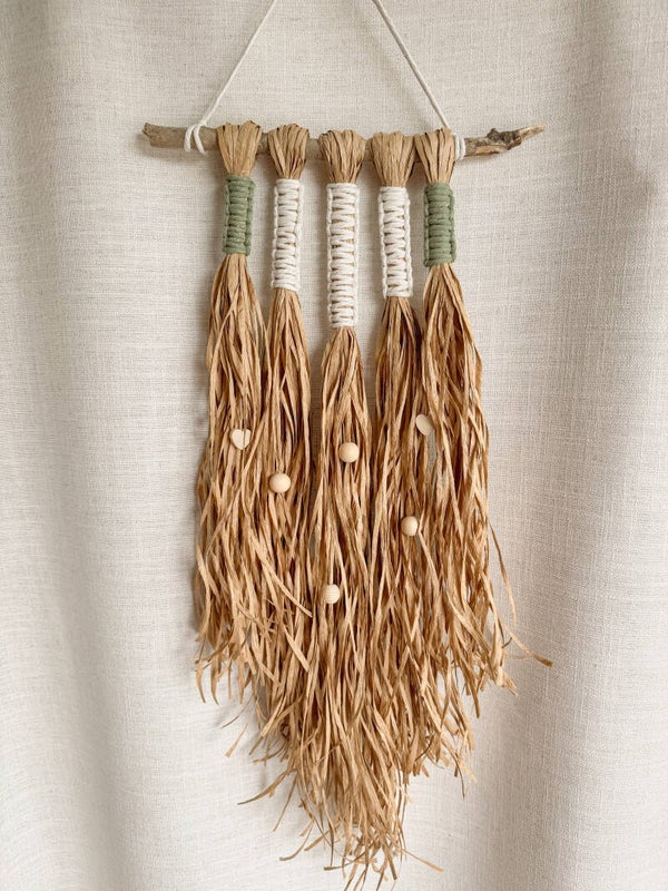 Macramé raffia wanddecoratie