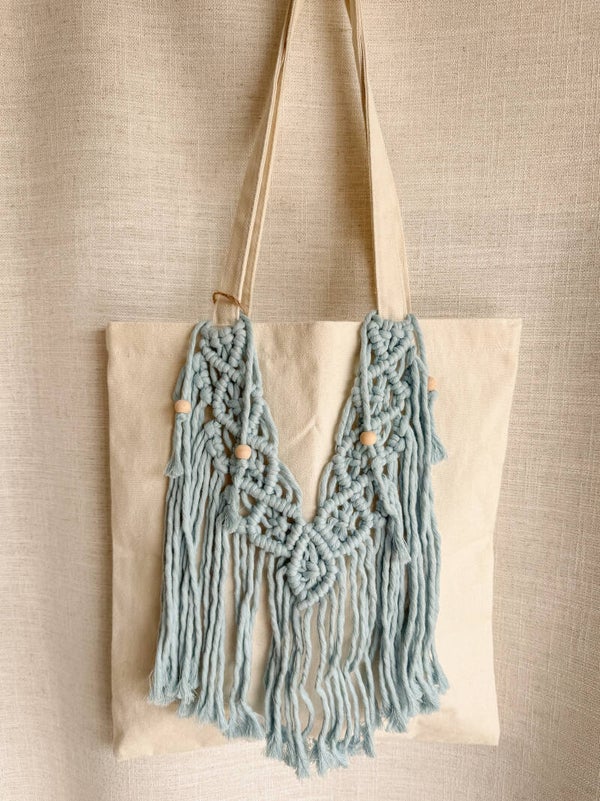 Macramé ecobag blue