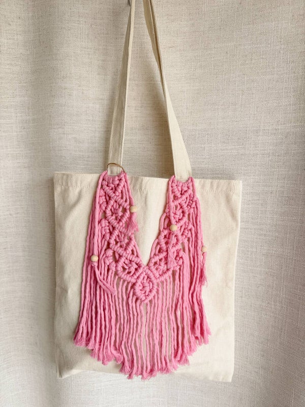 Macramé ecobag pink