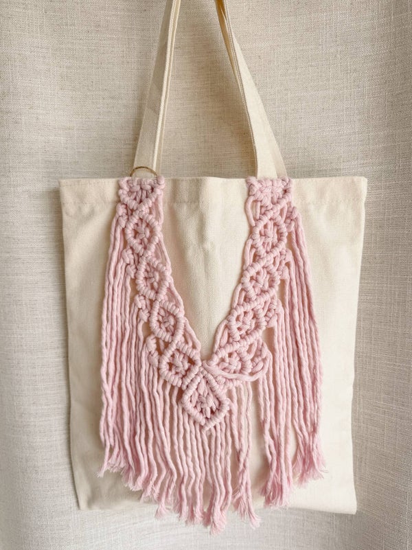 Macramé ecobag pink