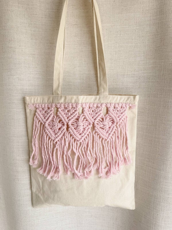 Macramé ecobag pink