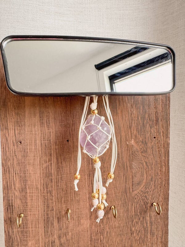 Amethist hanger voor je achteruitkijkspiegel
