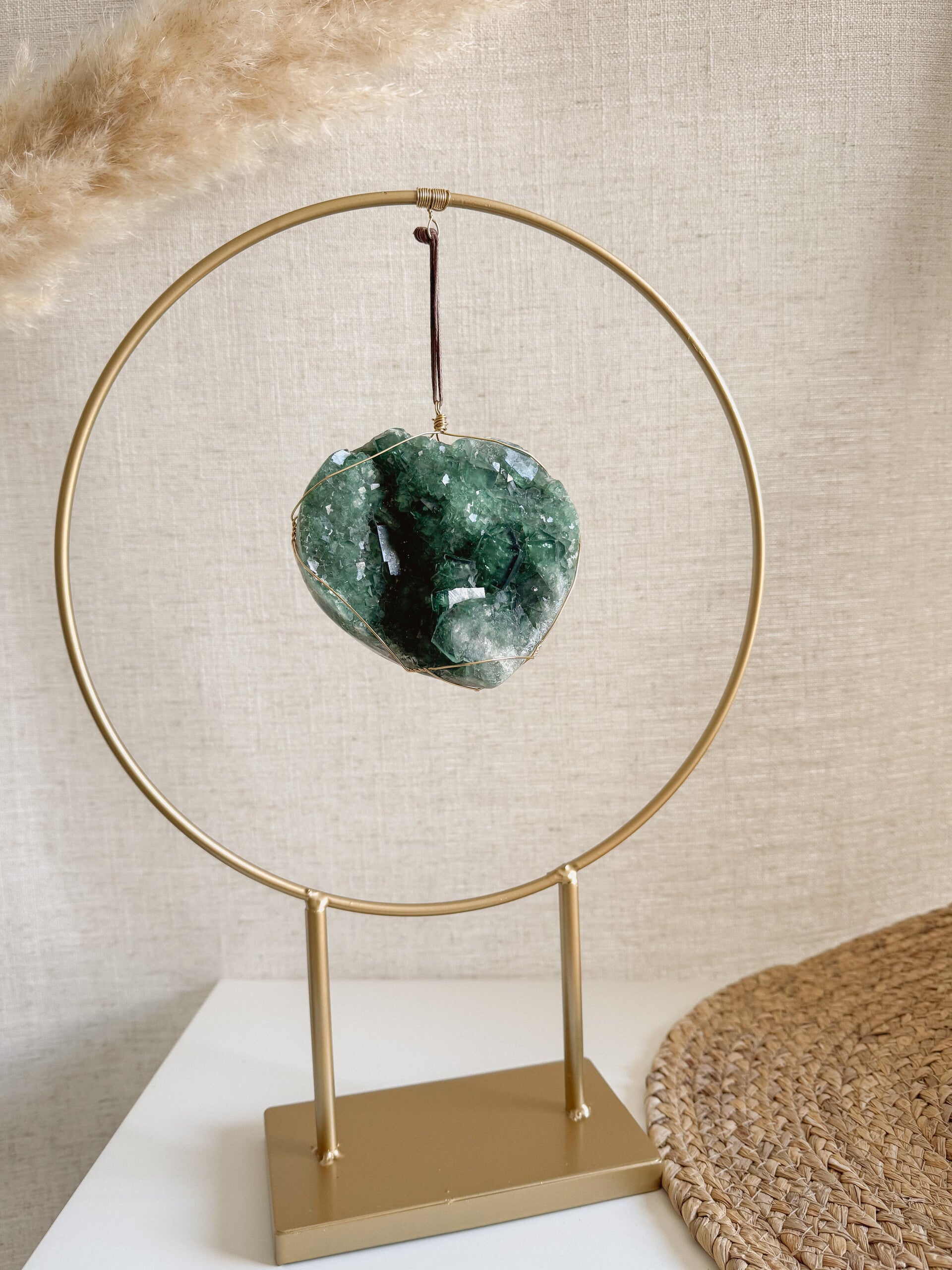 Groene Fluoriet met houder