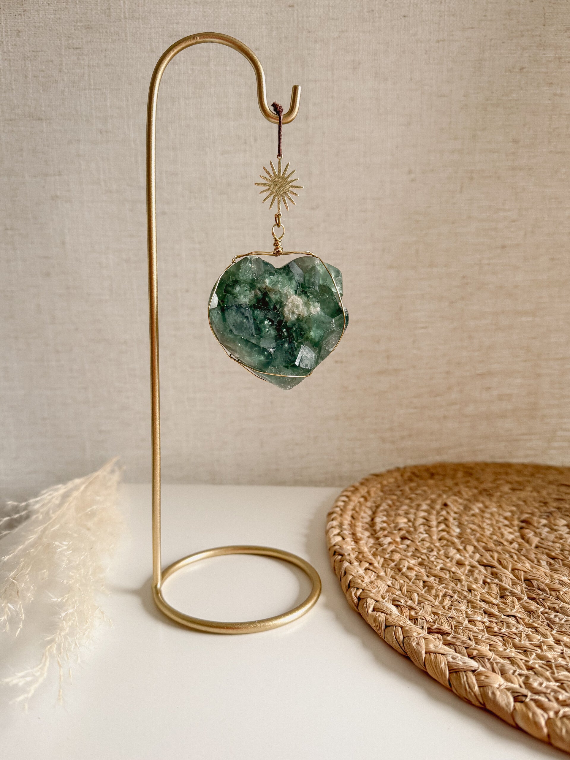 Groene Fluoriet met houder