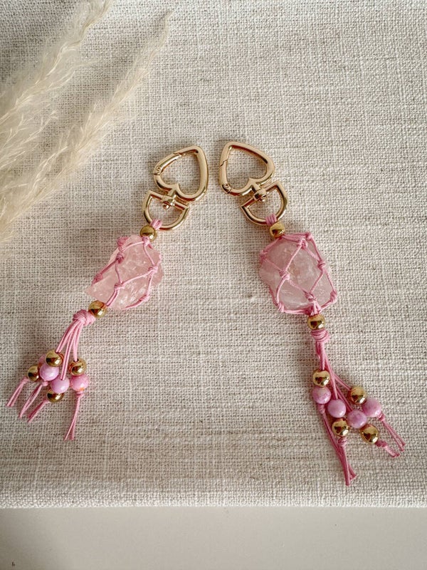 Rozenkwarts sleutelhanger