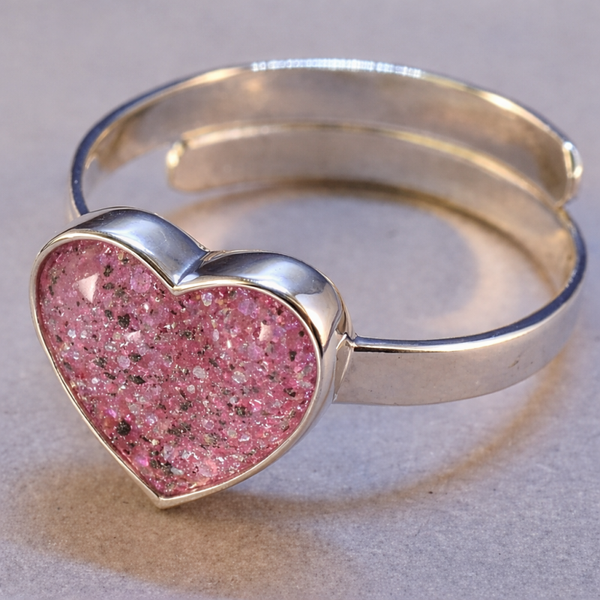 Heart shaped rings with ashes