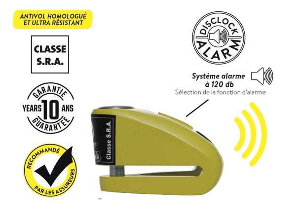Bloque disque haute sécurité Alarme B-LOCK 10 Inox | Jaune