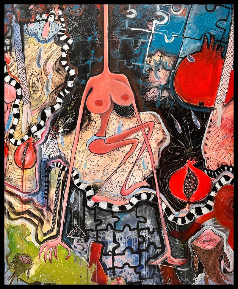 "Nie mieści się" 100x120, 2025r.