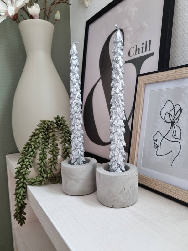 DINERKAARS SET VAN 2 | KERSTBOOM GLITTER | ZILVER