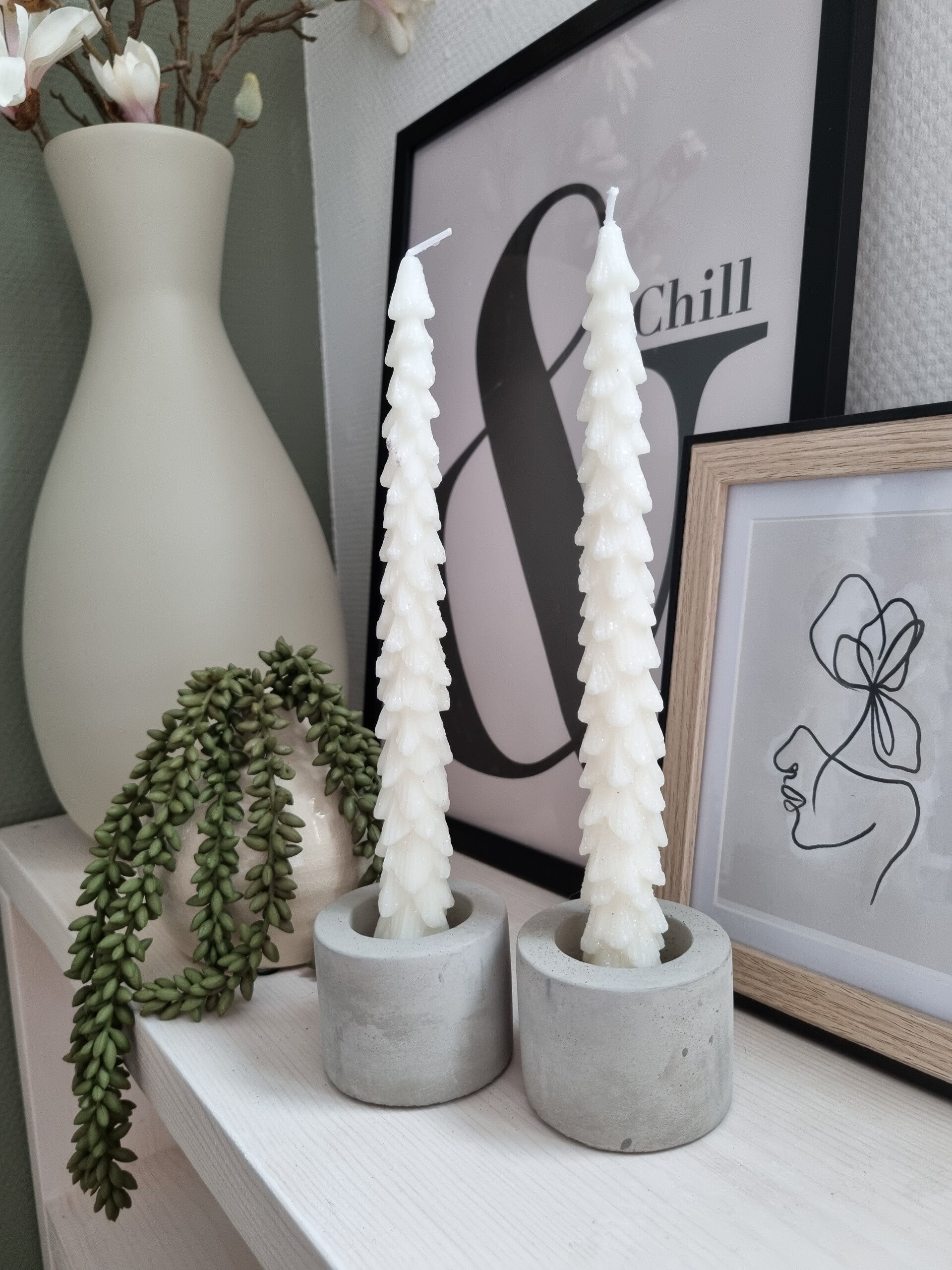 DINERKAARS SET VAN 2 | KERSTBOOM GLITTER | WOOLWHITE