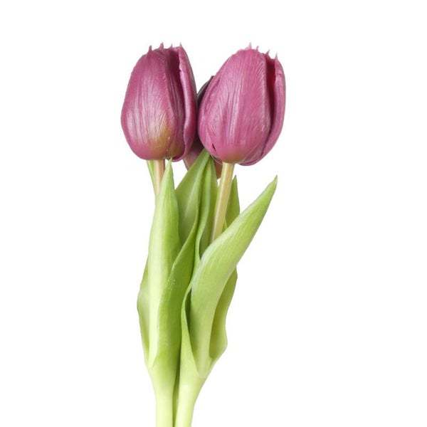 REAL TOUCH TULPEN | BUNDLE | 3 STUKS | 30 CM | AUBERGINE