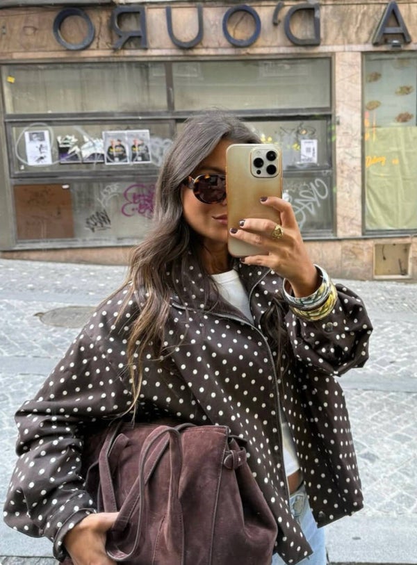 Brown polka dot jacket🤎