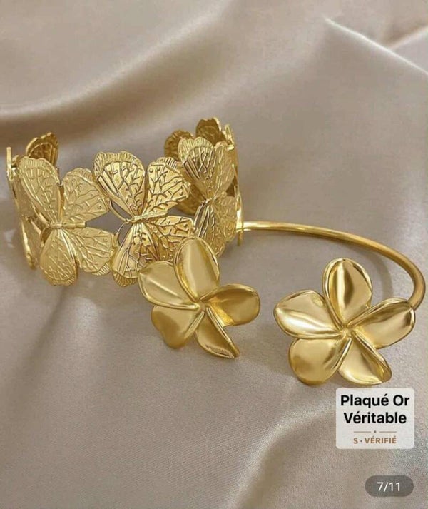 Bracelet jonc fleurs