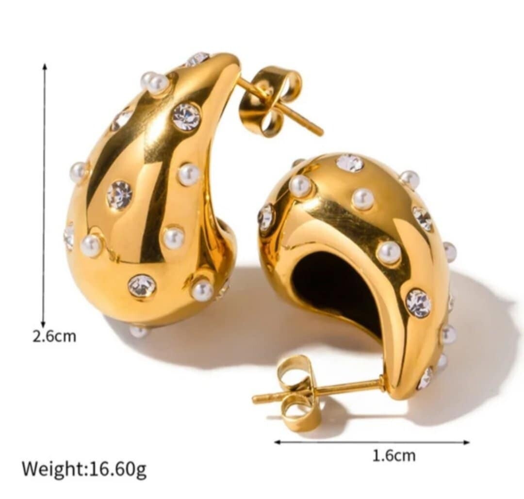 Boucles grosse gouttelettes d’eau zircon et perles