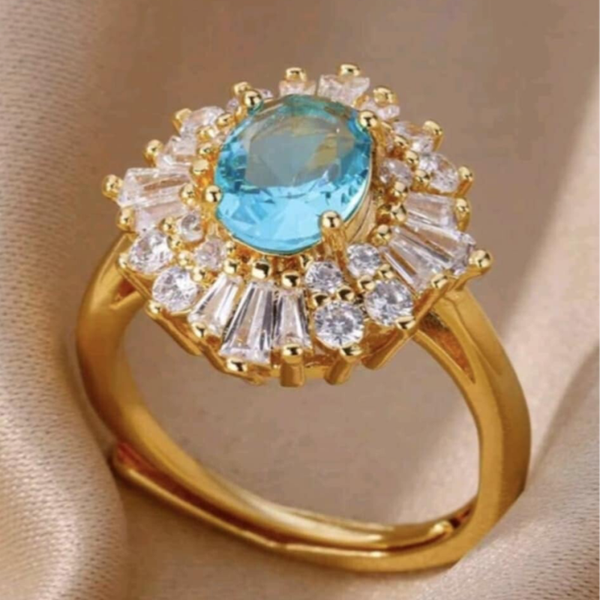 Bague de luxe en zirconium bleu