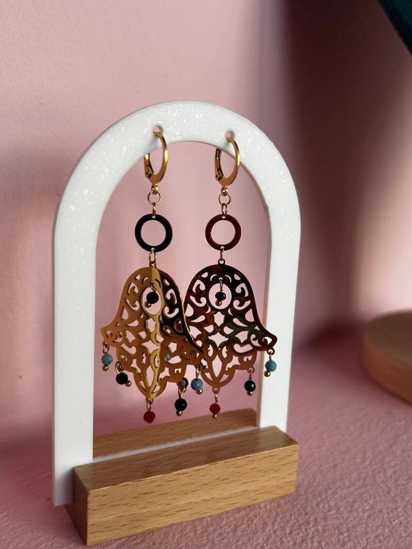 Boucles main de Fatma pendentifs colorées