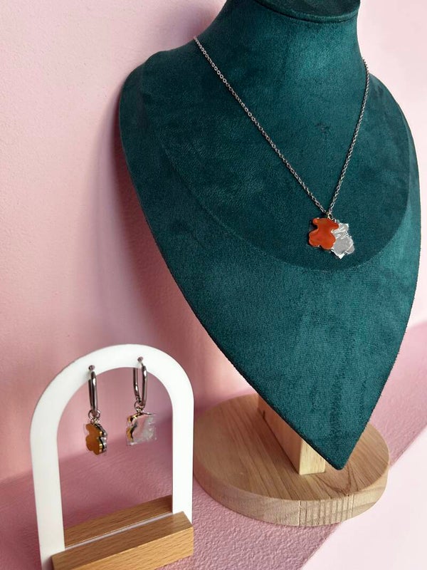 Collier et boucles TOUS, deux couleurs or et argent
