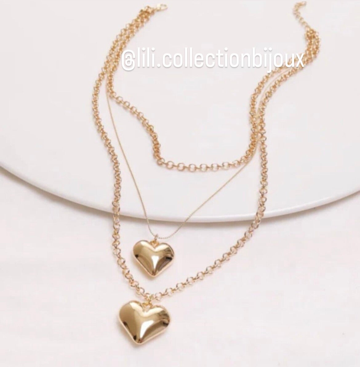 Collier coeur amour en Acier Inoxydable/ Plaqué Or 18k