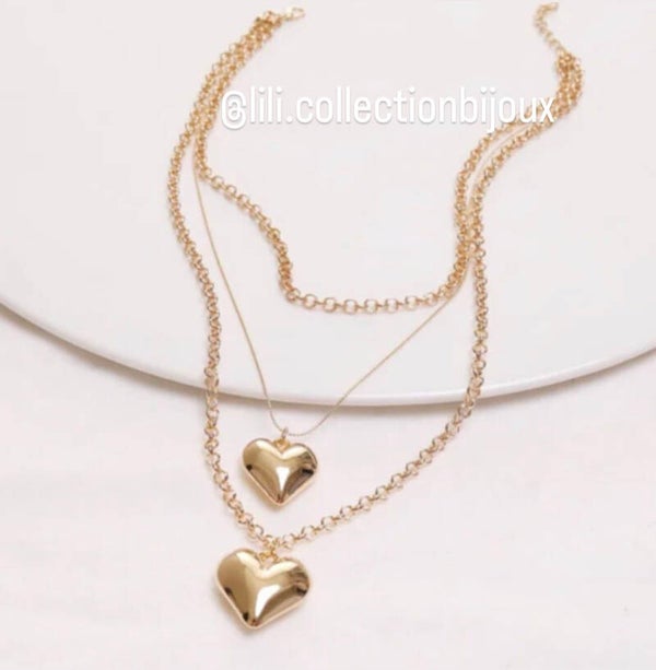 Collier coeur amour en Acier Inoxydable/ Plaqué Or 18k