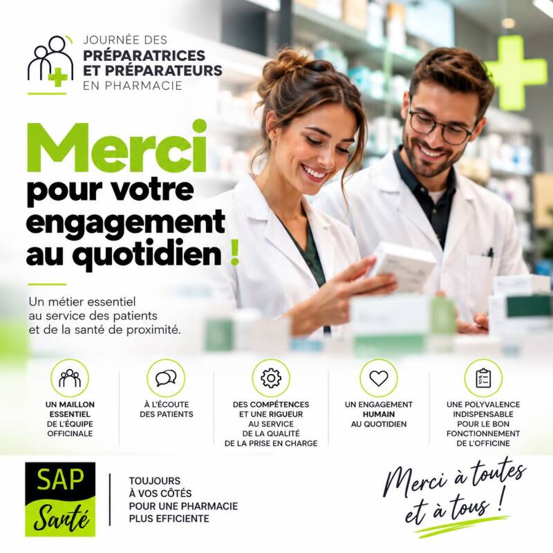 Journée des préparatrices et préparateurs en pharmacie : merci pour votre engagement au quotidien, SAP Santé