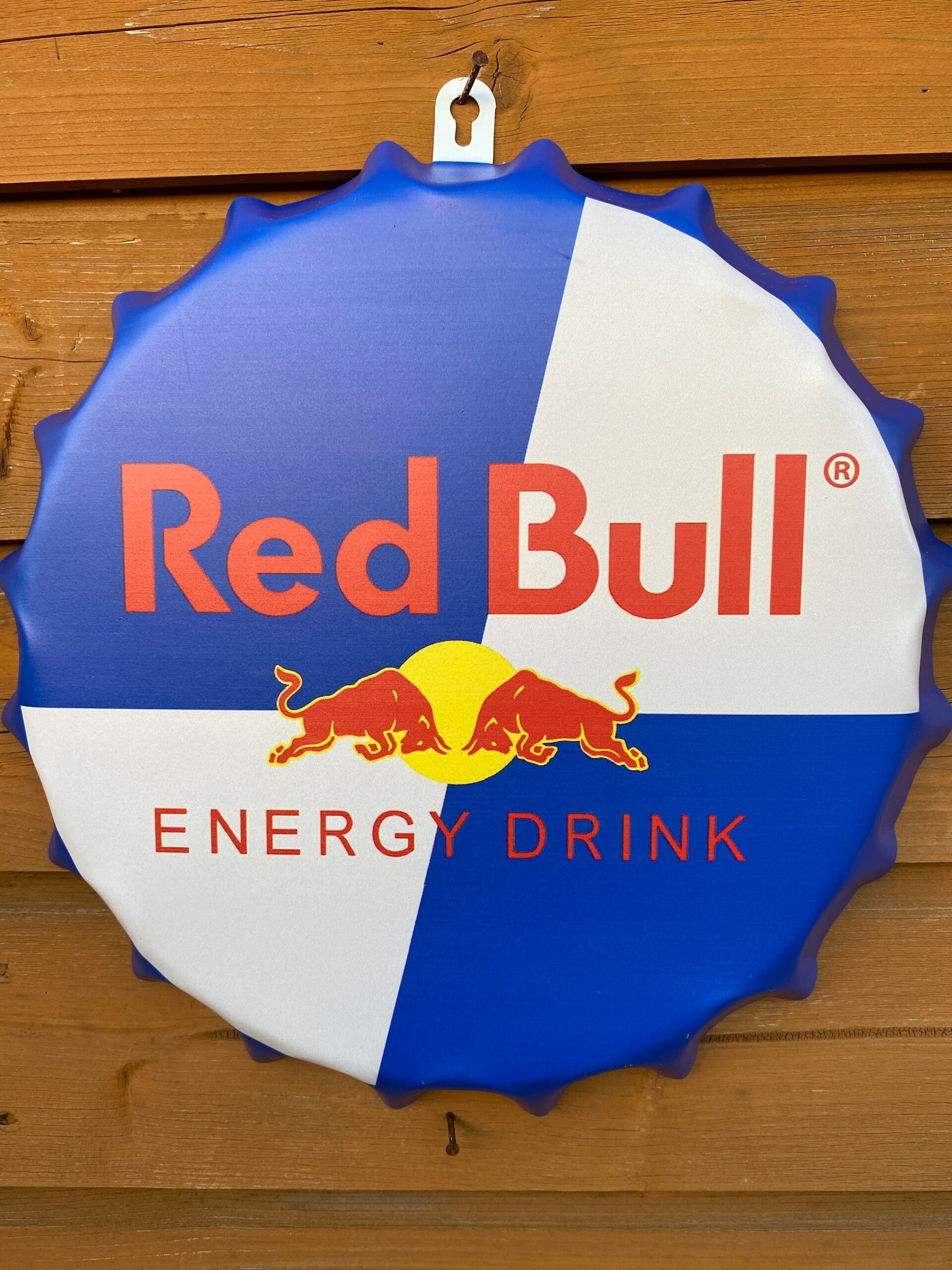 Red bull metal wall cap