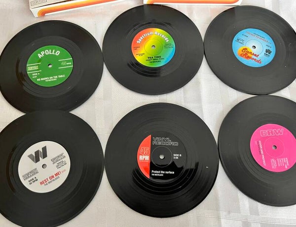 Vinyl drinks coasters 6 pacl