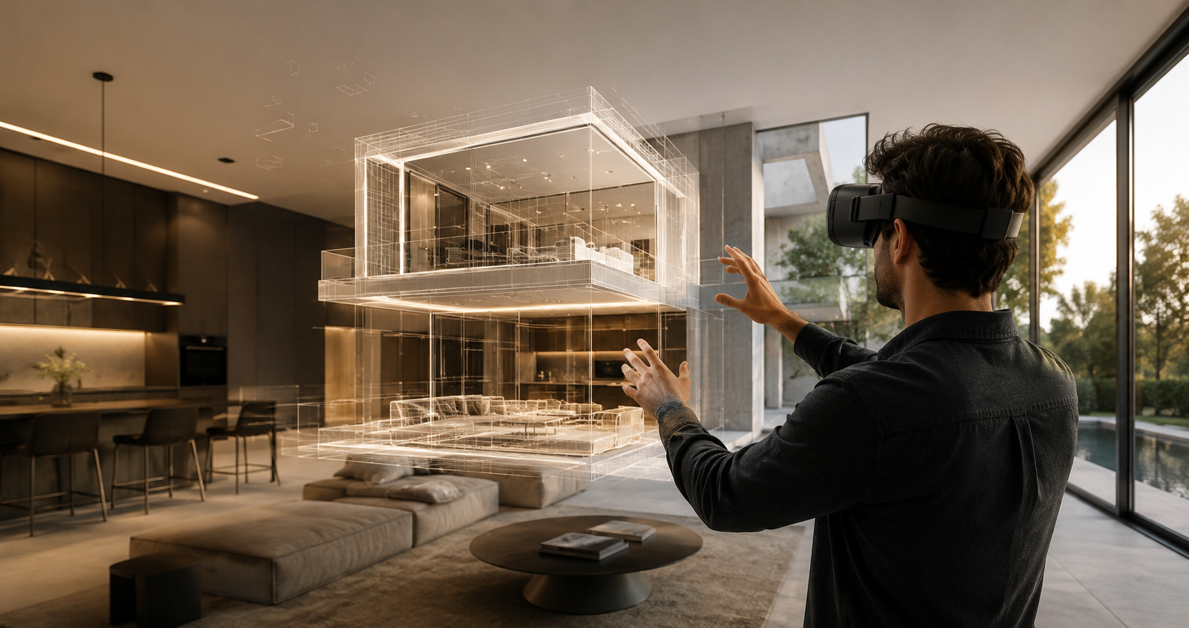 Visualizzazione VR immersiva in tre fasi: da schizzo a render 3D per la progettazione d'interni dello studio GSdezigne.