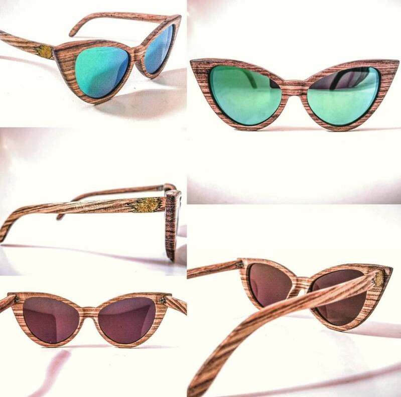 Eleganza felina: occhiali da vista in legno con montatura a 'occhio di gatto' (cat-eye), perfetti per un look sofisticato e moderno.
