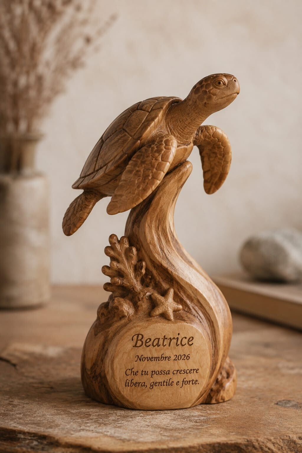 "Tartaruga della Vita" Personalizzata in Legno d'Ulivo