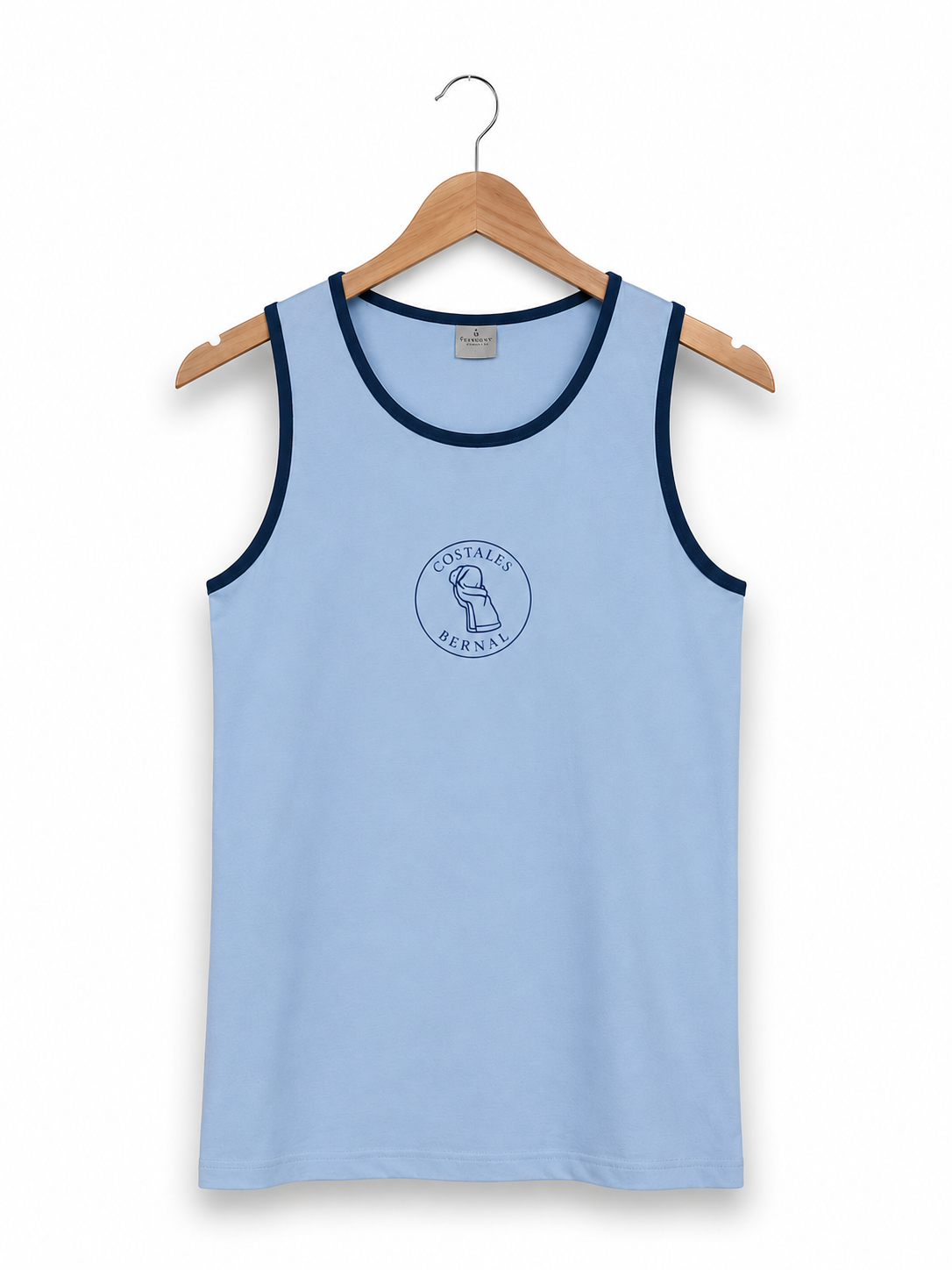 Camiseta tirantas celeste con ribete