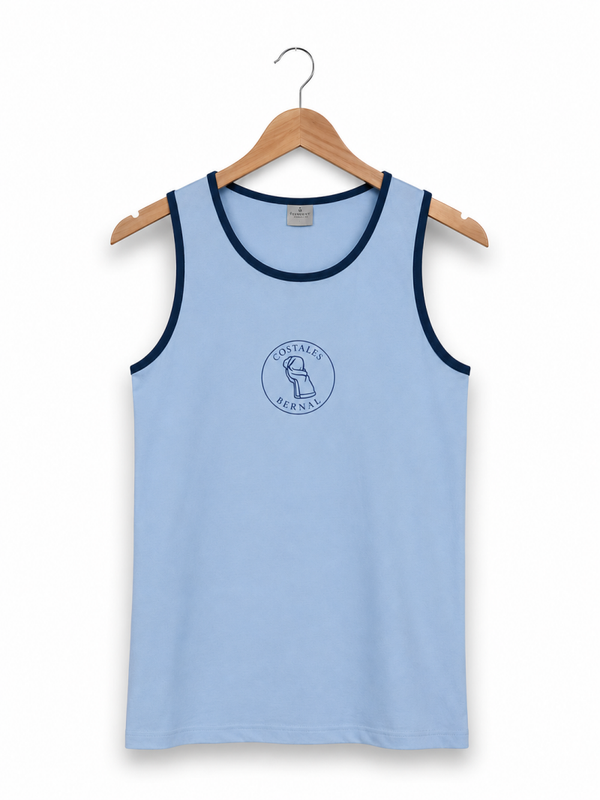 Camiseta tirantas celeste con ribete