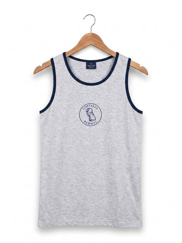 Camiseta tirantas gris con ribete
