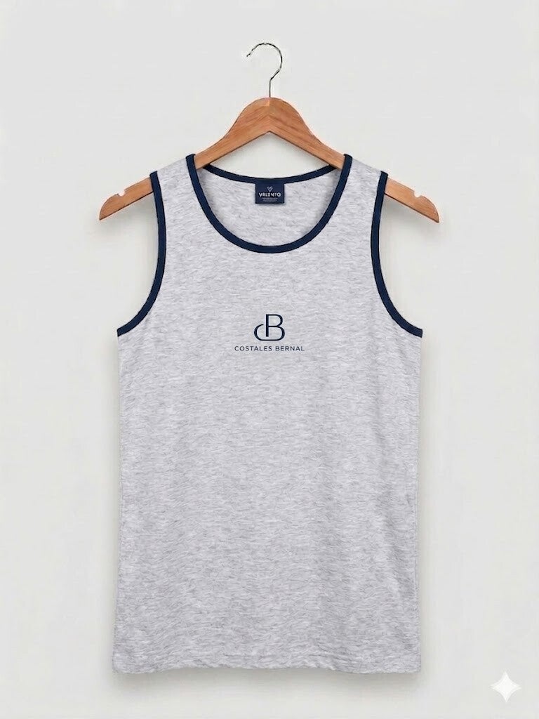 Camiseta tirantas gris con ribete