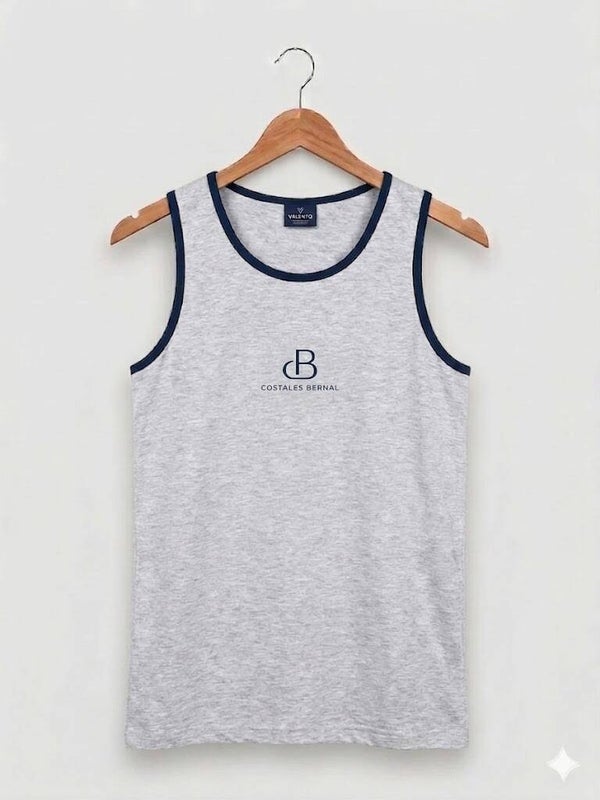 Camiseta tirantas gris con ribete