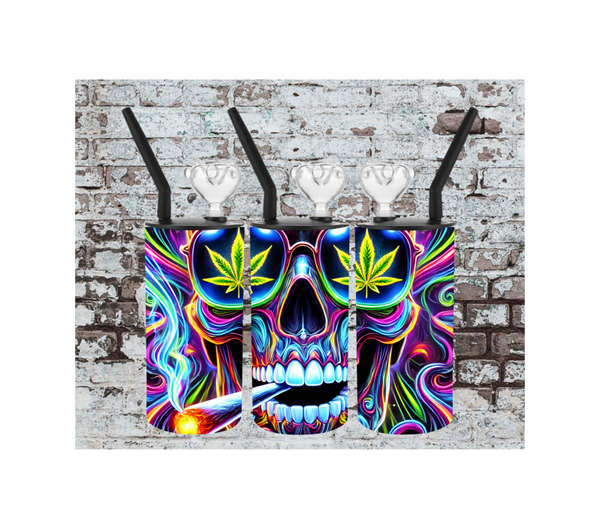 Psychedelic Skull Hookah – Neon Cannabis Vibes
