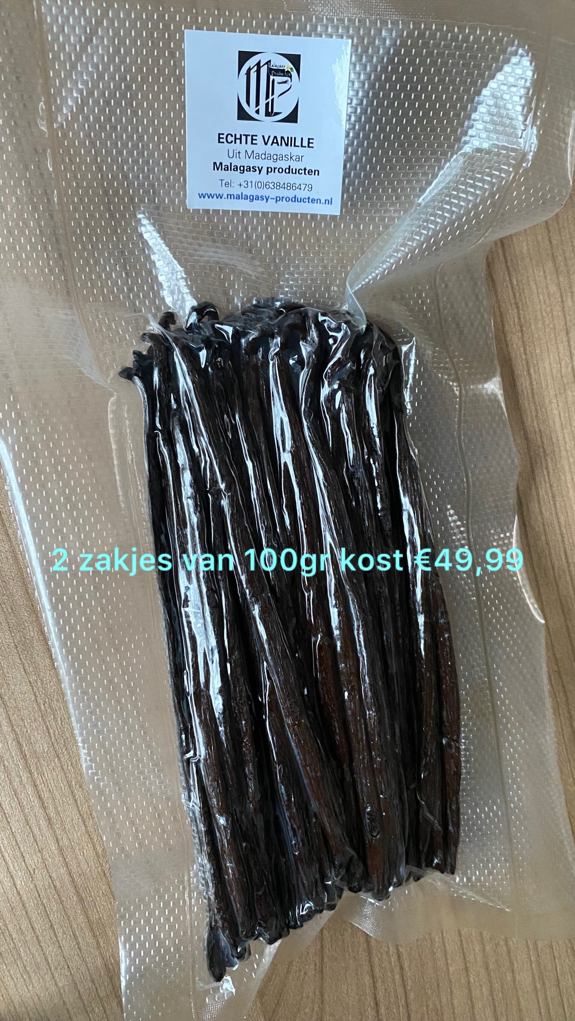 Zachte Vanille 16-20cm per 100gr ( 100gr + 100gr gratis)