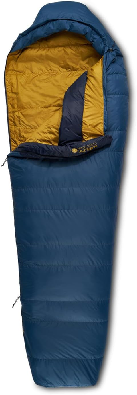Kelty Cosmic 20 three-season sleeping bag for motorcycle camping and adventure travel