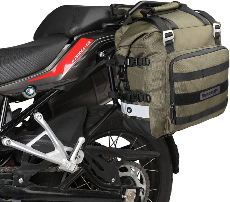 Rhinowalk 28L waterproof motorcycle saddlebags for adventure and dual sport bikes