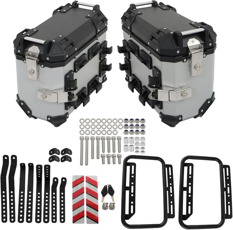GXYWADY 36L aluminum motorcycle side cases with universal mounting racks for adventure touring