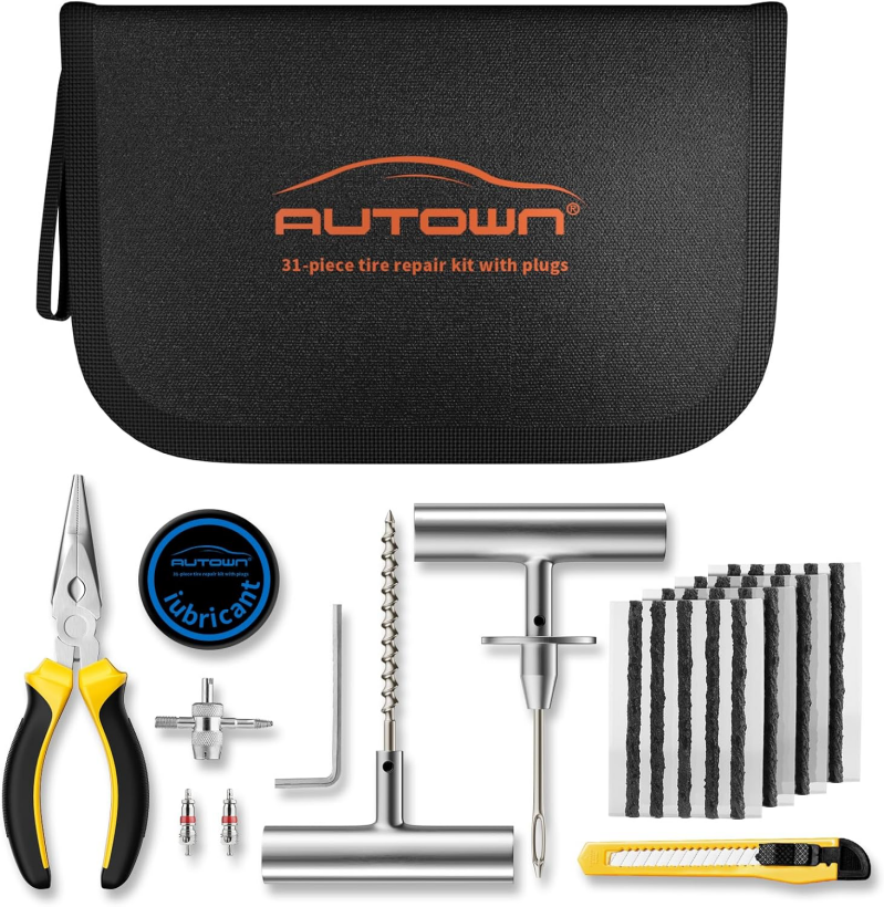 AUTOWN 31-piece motorcycle tire repair kit for tubeless adventure tires