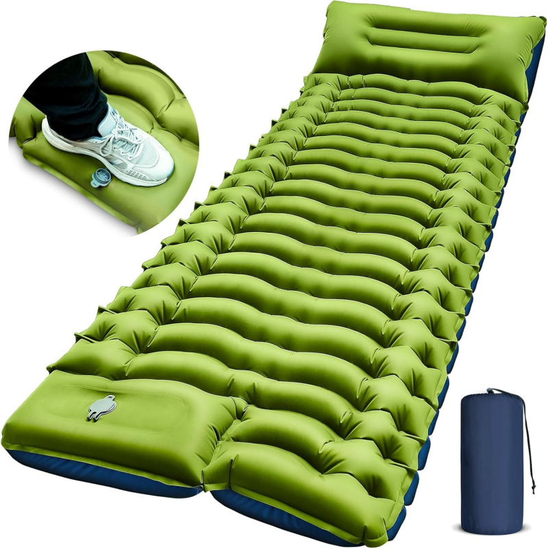 MOXILS ultralight inflatable sleeping pad with foot pump for motorcycle camping