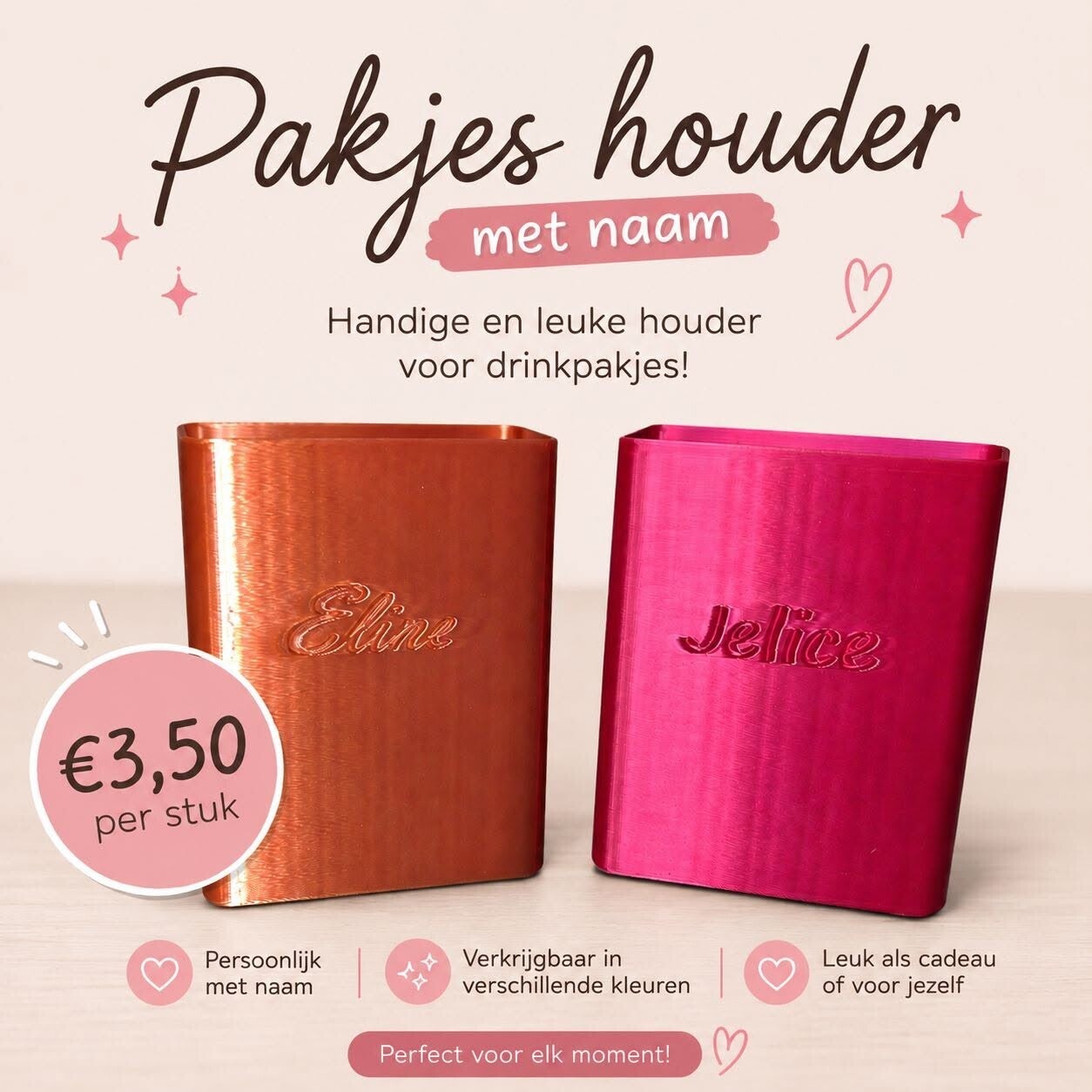 Pakjes houder met naam