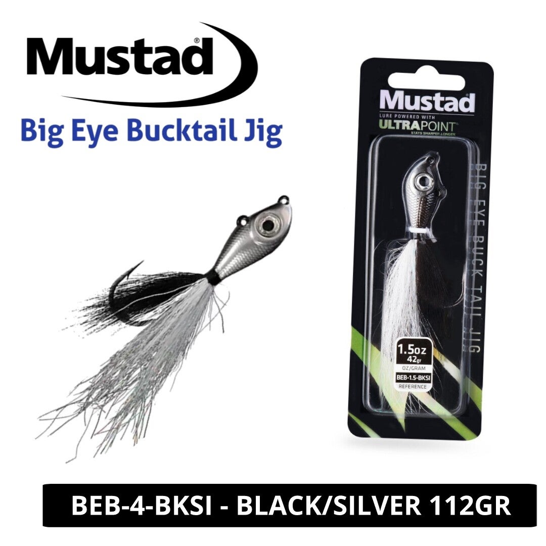 MUSTAD BIG EYE BUCKTAIL JIG 112GR - BLACK/SILVER