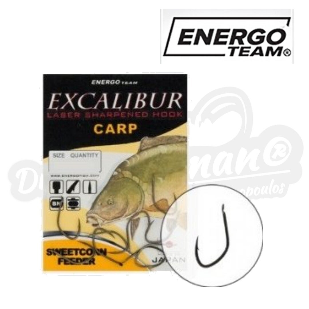 ENERGOTEAM EXCALIBUR CARP HOOK SWEETCORN FEEDER 10PCS