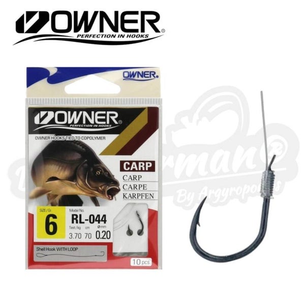 OWNER CARP SNELLED HOOK RL-044 10PCS