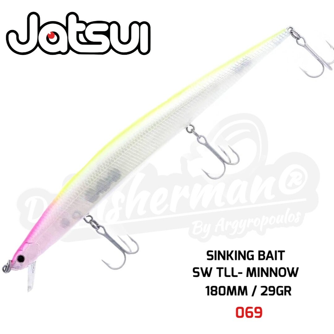 JATSUI SLICKER SINKING BAIT SW TLL MINNOW 180MM/29GR COL:069